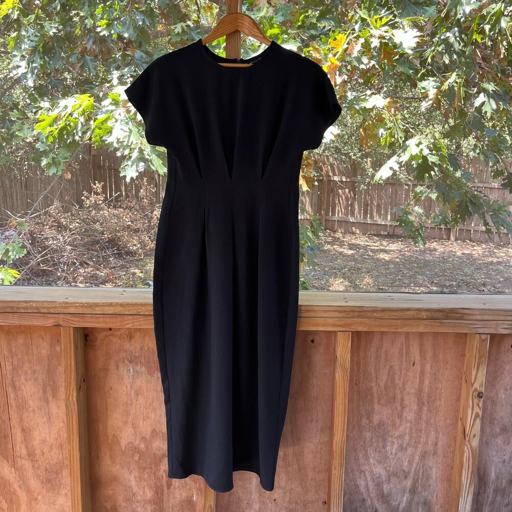 ASOS Design Women's Black Pleated Short Sleeve Midi Dress Size 6